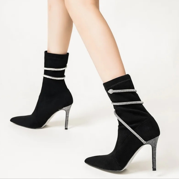 Autumn Winter Fashion Faux Suede Snake Coiled Women Boots Luxury - Picture 2 of 7